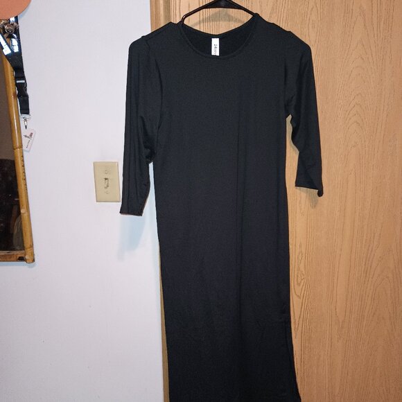 NEW 24seven Comfort Apparel Elbow Length Sleeve Maxi Dress Black XL - Picture 4 of 7